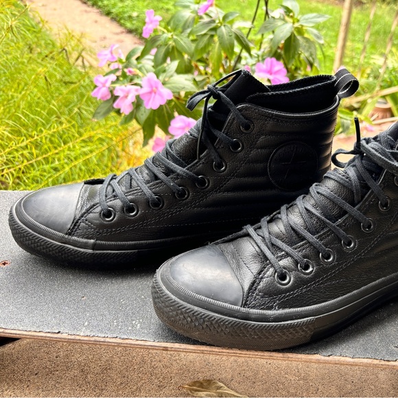 Waterproof Leather lunarlon Chuck Taylor converse All Star Sneakers black quilt - Picture 2 of 14